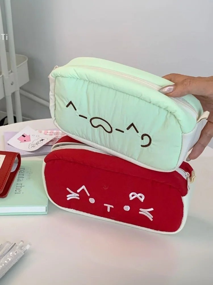 Caja de bolígrafos inspirada en gato dulce, estuche de papelería para alumnos con múltiples compartimentos de gran capacidad, organizador de soporte de suministros escolares - imagen 4