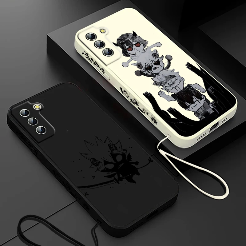 Funda de teléfono de Asta de trébol negro de Anime para Samsung Galaxy S24, S23, S22, S21, S20 Pro FE Plus, funda de cuerda izquierda Ultra líquida - imagen 2