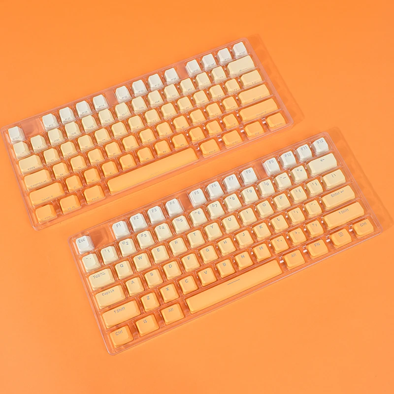 Teclas gradientes naranjas, tapa transparente retroiluminada, PBT, doble disparo, lado/superior, impresión, perfil OEM para teclado MX Switch GK6 - imagen 4