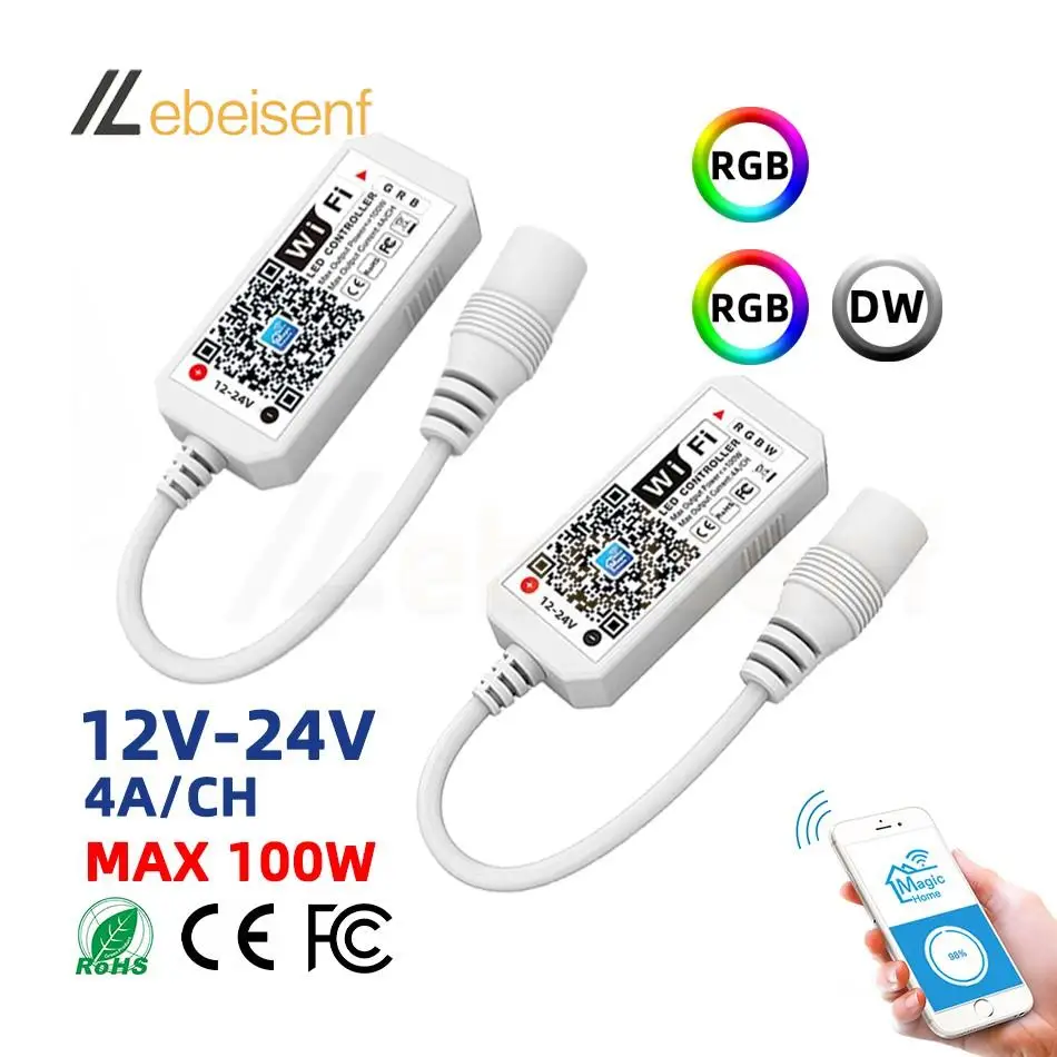 rgb rgbw Controlador WiFi DC 12v 24v smartphone inalámbrico app dimmer control LED color Strip Light time Voice Music dimmer - imagen 2