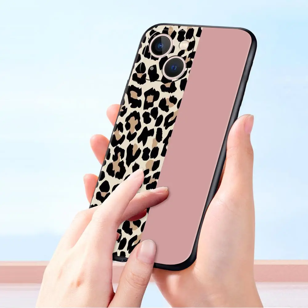 Funda de teléfono de lujo con estampado de guepardo y leopardo para iPhone 13, 15, 14, 12, Mini 11 Pro MAX XR X SE XS 7 8 Plus, funda protectora de silicona - imagen 5