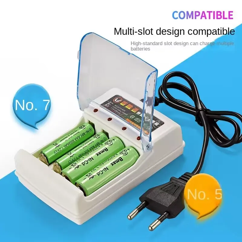 Cargador de batería rápido Ni-Cd de 220V, cargador inteligente recargable AA AAA con 4 ranuras, enchufe estadounidense/europeo para carga de batería de 1,2 V - imagen 3