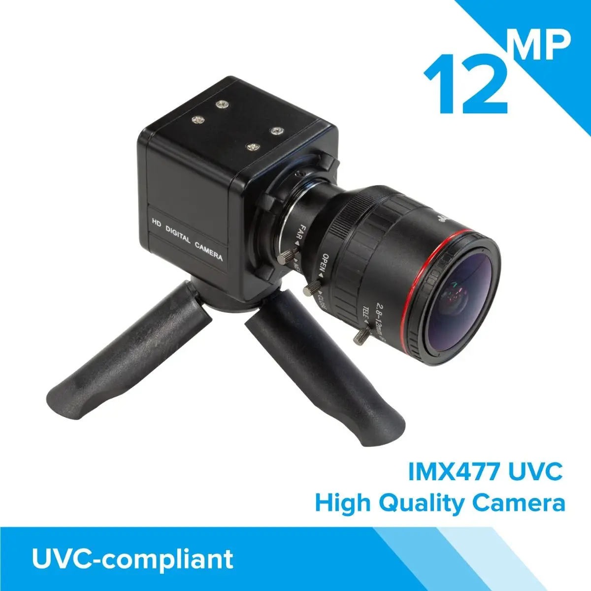 Arducam Paquete de cámara USB completo de alta calidad, módulo de cámara IMX477 de 12MP 1/2,3 pulgadas con lente varifocal de 2,8-12 mm C20280M12, Me
