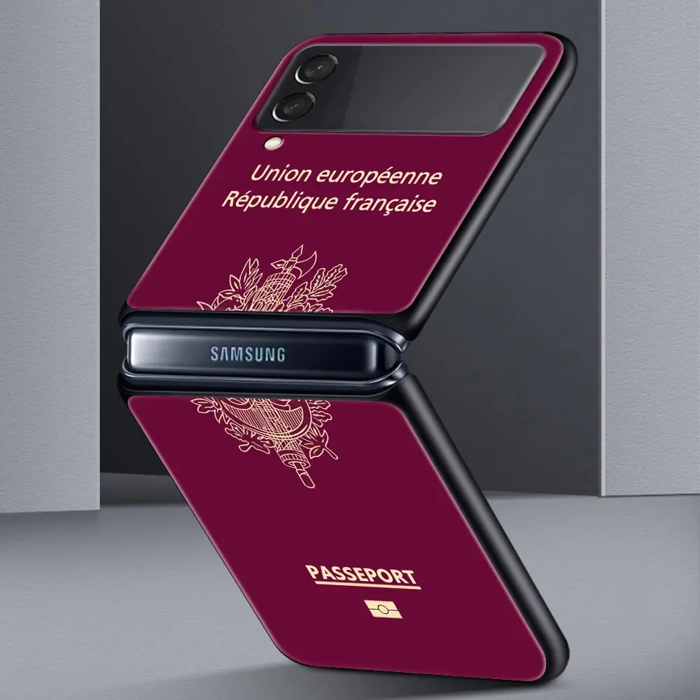 Para Samsung Galaxy Z Flip 3 4 5 duro negro plegable PC funda de teléfono Argelia Rusia pasaporte de lujo para Samsung Z Flip3 contraportada - imagen 3