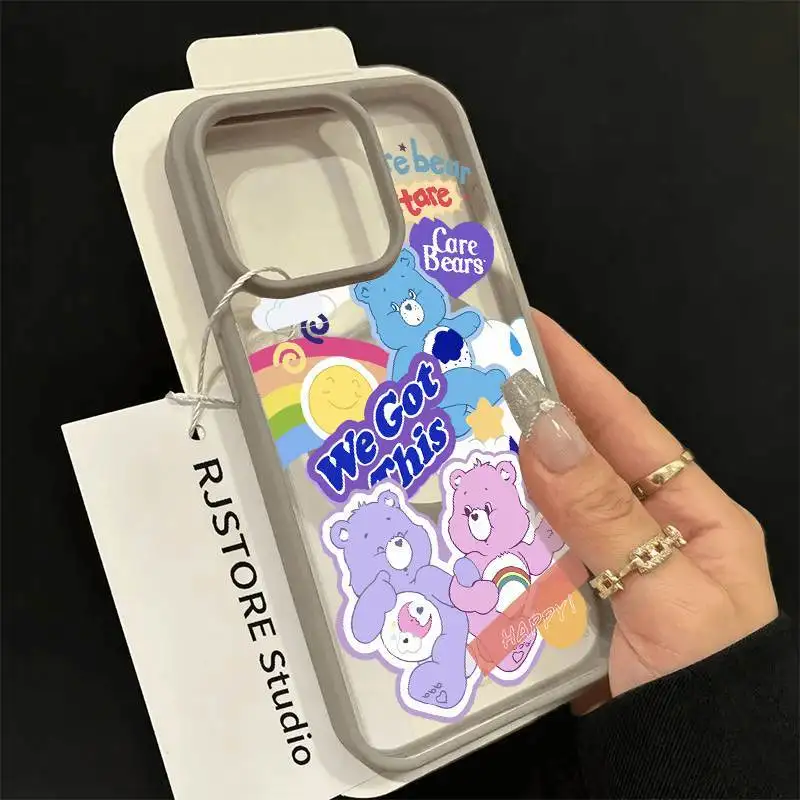 Funda de teléfono suave con bonito oso y arcoíris para iPhone 16 15 14 13 12 11 Pro Max 12 13 Mini XR XS X 7 8 6 6s Plus Y2K TPU - imagen 2