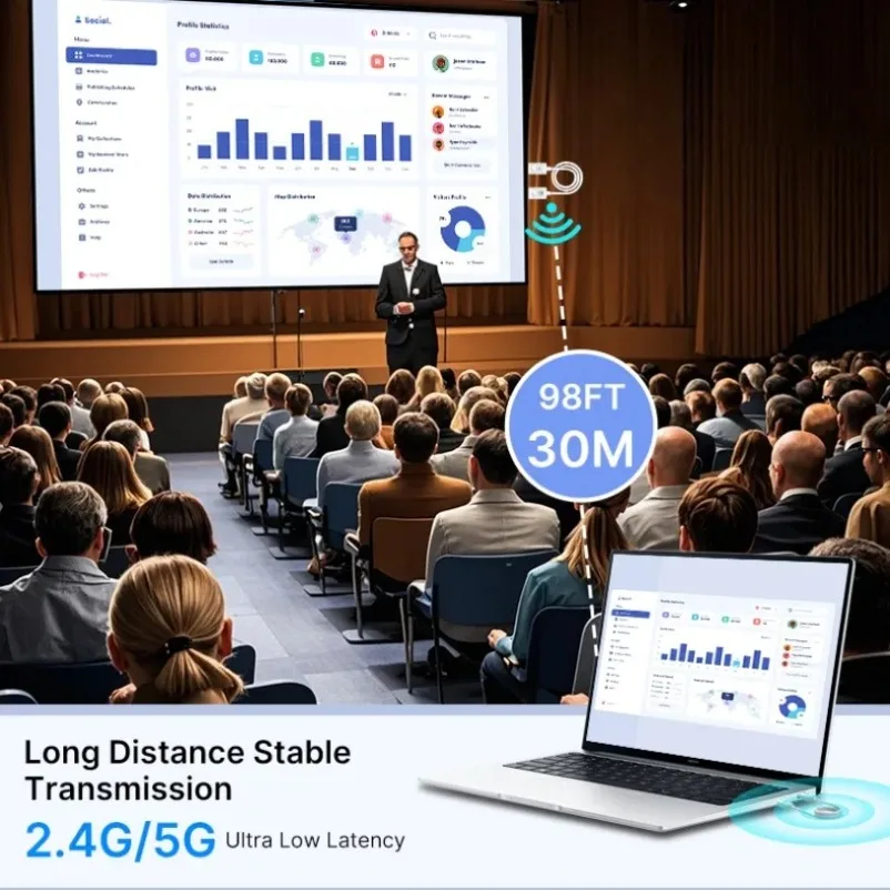 Plug & Play 50M 1080P inalámbrico Compatible con HDMI transmisor de Audio y vídeo extensor adaptador Dongle para proyector de Monitor de TV - imagen 5