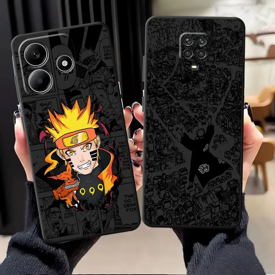Funda para Xiaomi Redmi Note 11s 12s 7 8 13 14 Pro Plus 9 10 11 12 Pro 9S 10S Funda de teléfono suave negra personajes de dibujos animados y anime