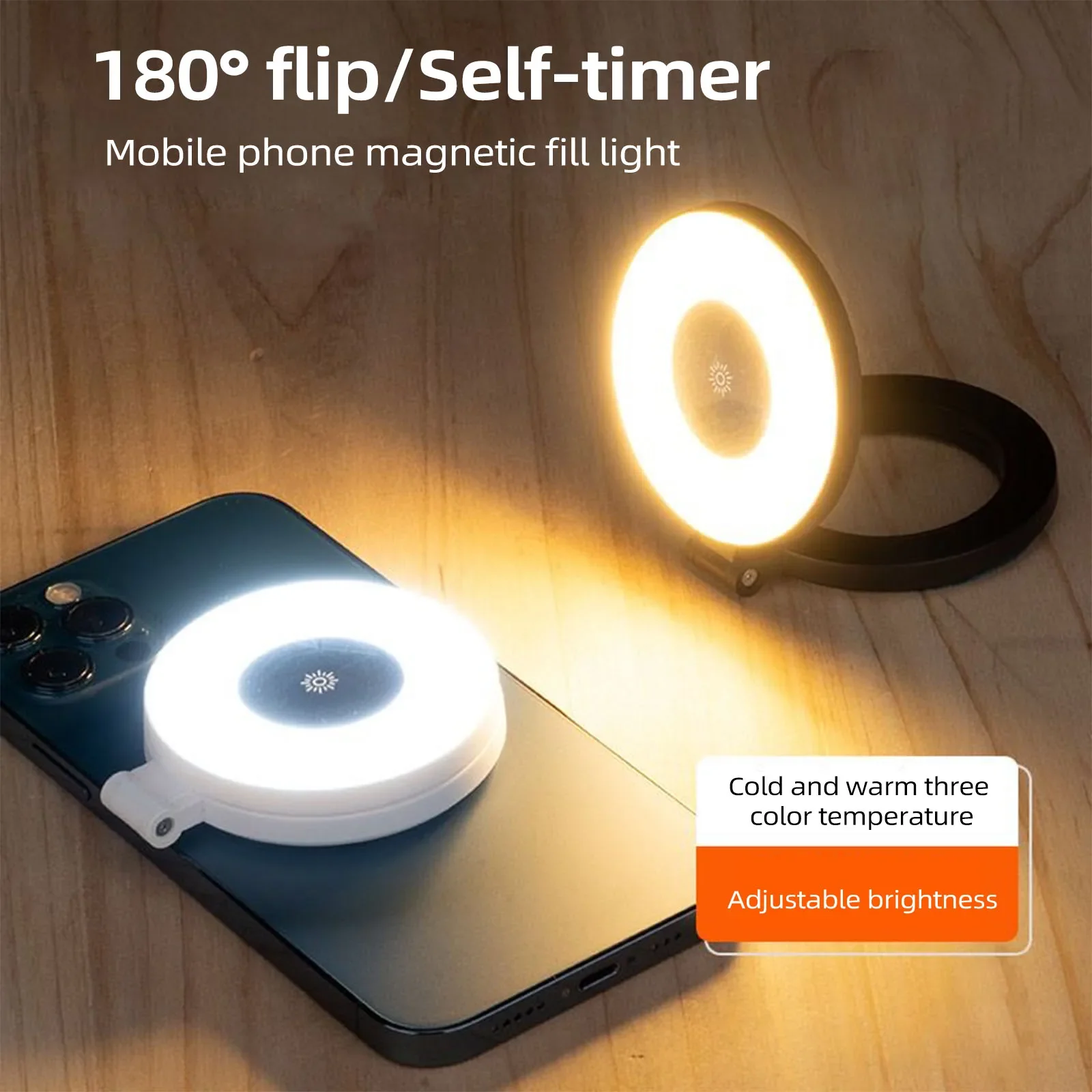 Mini anillo de luz magnético de bolsillo para Iphone/android 2500K-9000K luz de relleno regulable luz de Selfie portátil para Vlogging - imagen 2