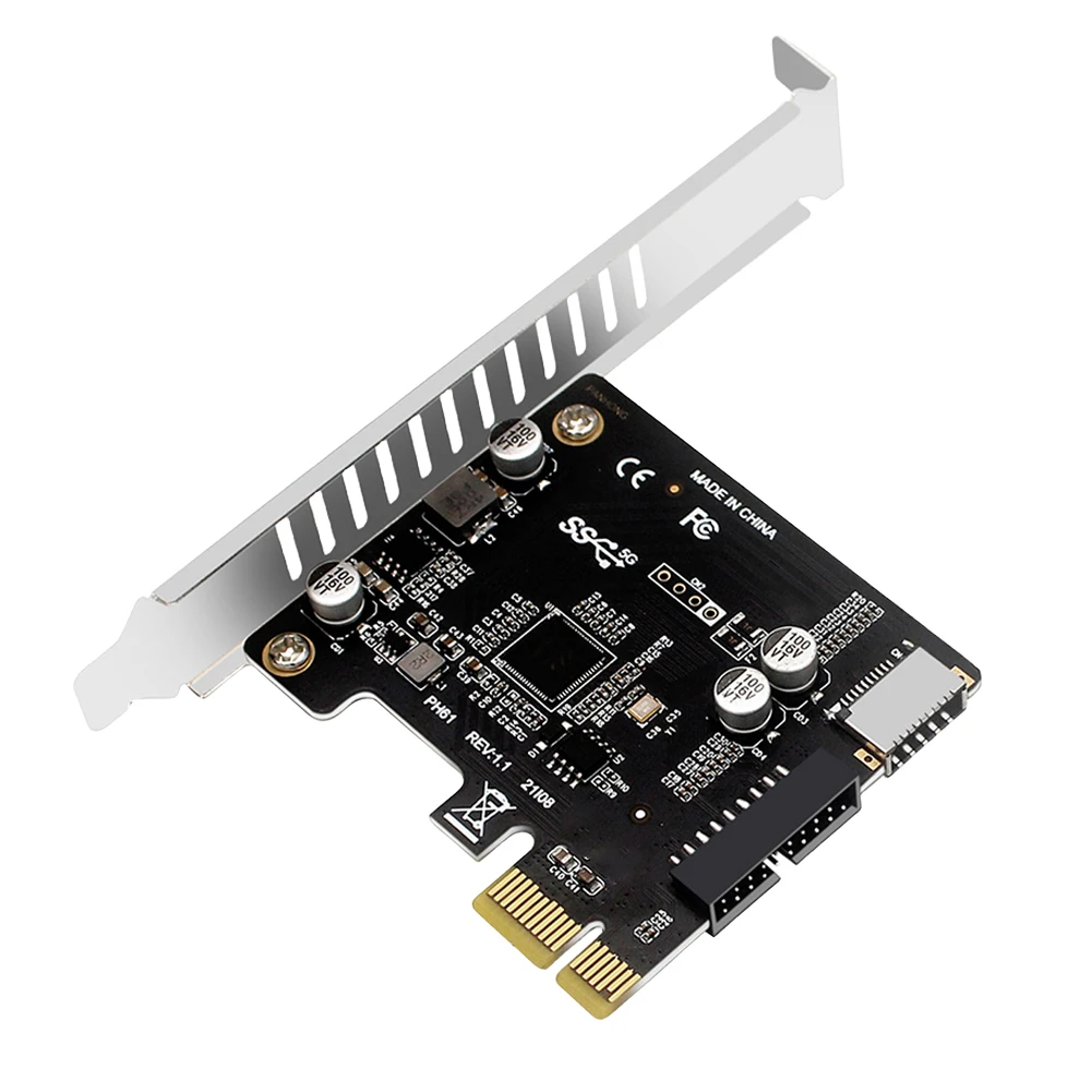Computadora PCI-E a USB 3.0 Tarjeta de expansión PCIE 19PIN PCI-E a USB 3.0 Tipo C Adaptador de panel frontal - imagen 2