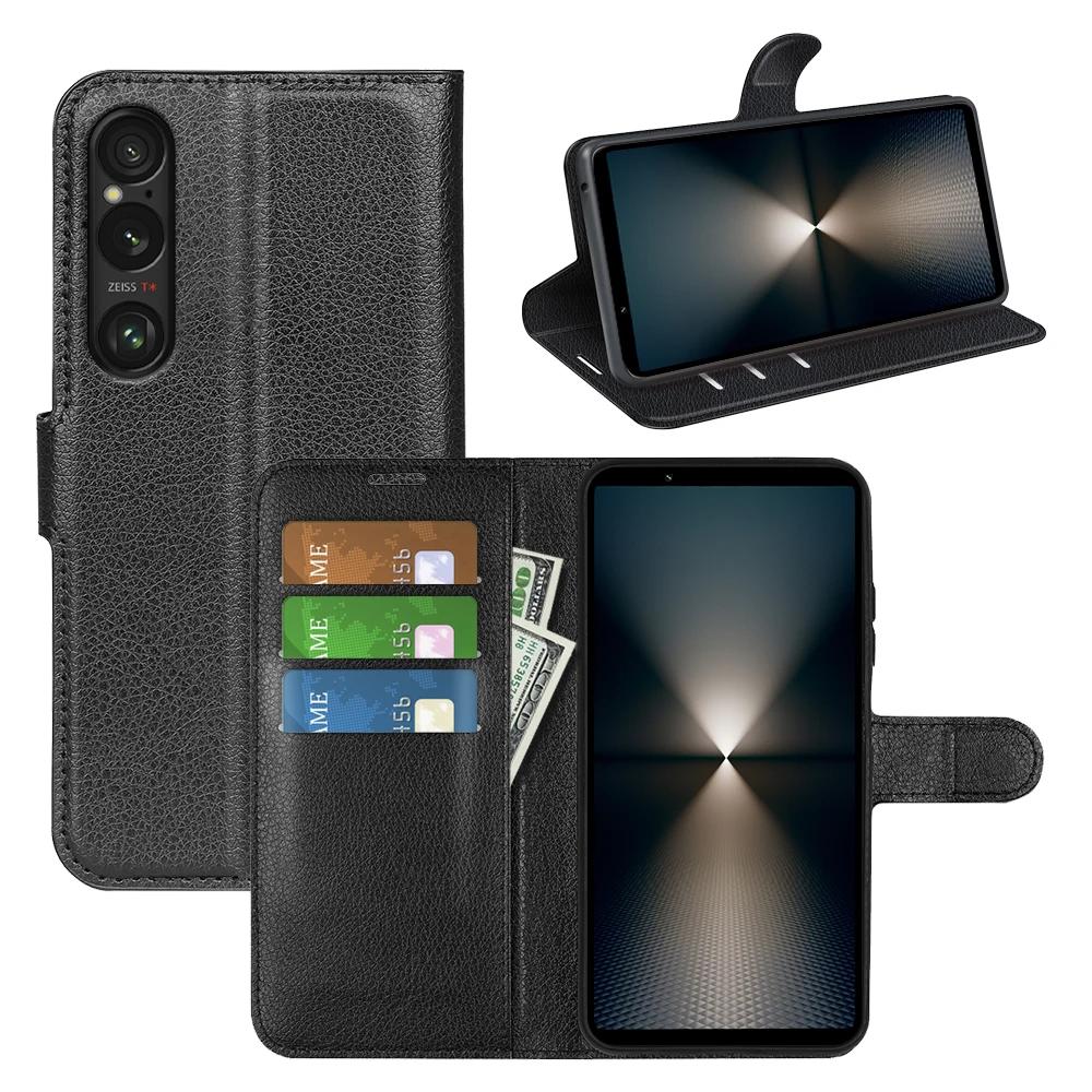 Para Sony Xperia 1 VII funda tipo billetera de cuero con tapa funda de teléfono para Sony Xperia 1 VII funda con soporte de alta calidad