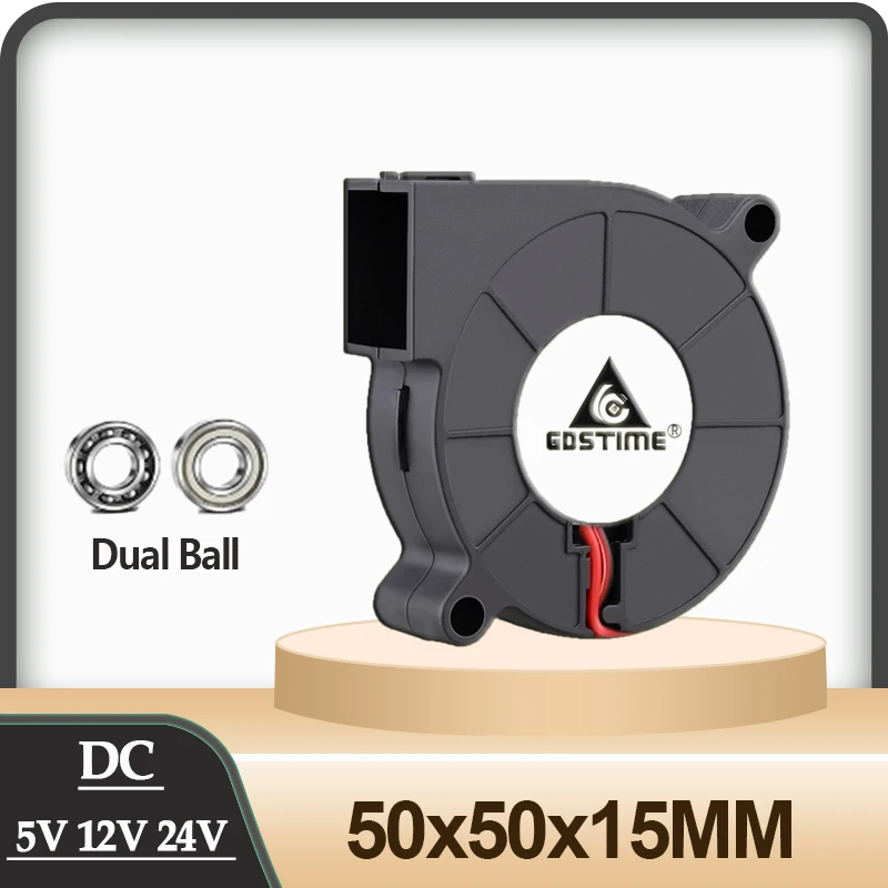 Gdstime 2 uds 5CM 24V DC 12V 5V manga/doble bola 5015 ventilador enfriador 50x15mm 2PIN y USB centrífugo DC ventilador Turbo de refrigeración