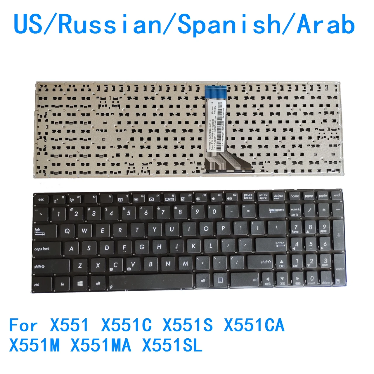 Nuevo teclado de idioma árabe español ruso de EE. UU. para ASUS X551 X551C X551S X551CA X551M X551MA X551SL teclado de repuesto