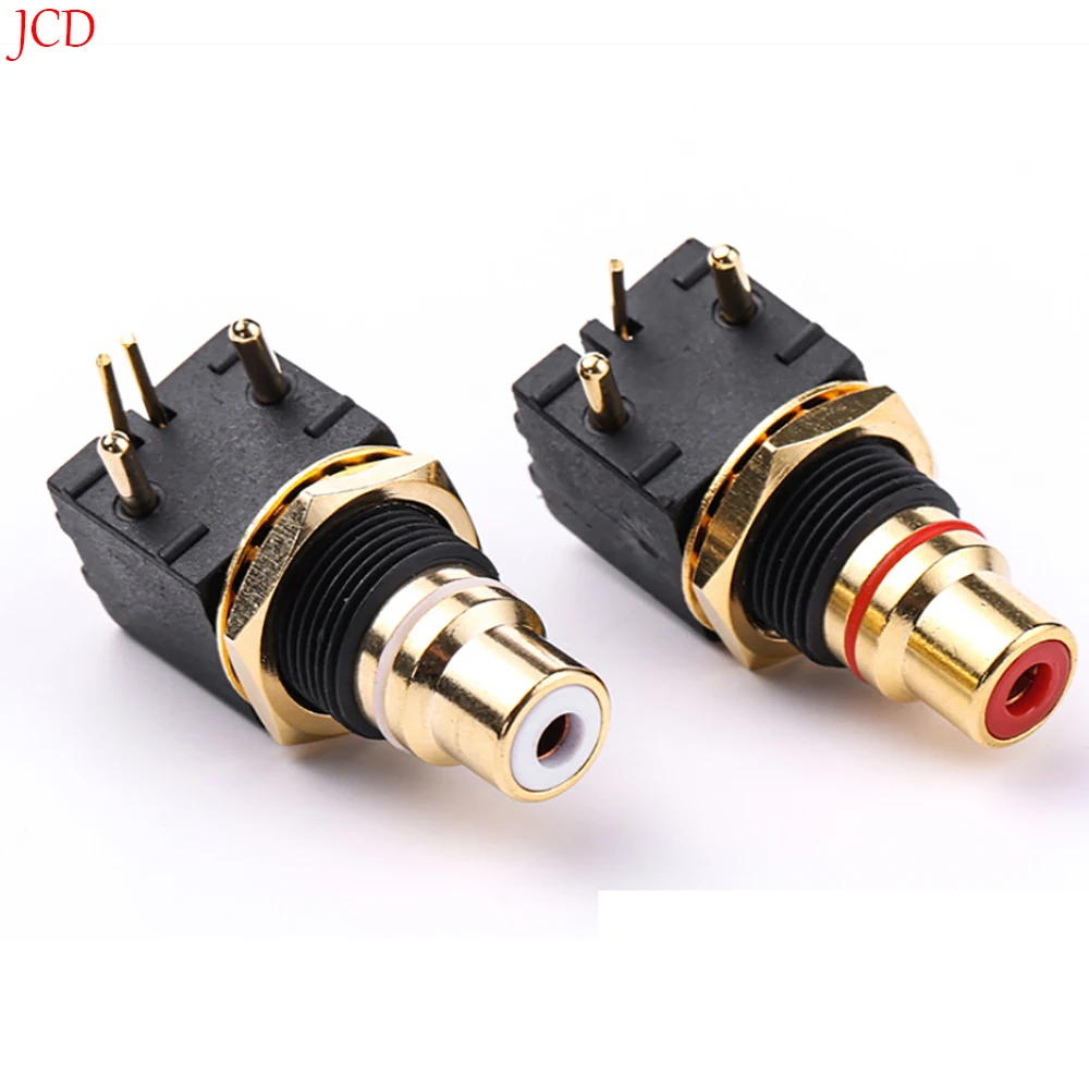 Terminal RCA chapado en oro y cobre, conector hembra de 2 piezas, PCB, Audio, soldadura de 90 grados, rojo y blanco - imagen 3