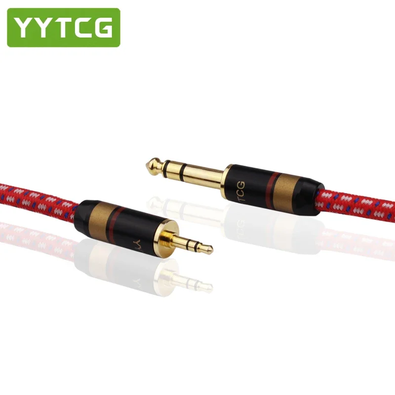 YYTCG-Cable de Audio auxiliar estéreo de alta calidad, 3,5mm a 6,35mm, macho, para micrófono, altavoz, amplificador, consola de mezcla, 1m, 2m, 3m, 5m - imagen 3