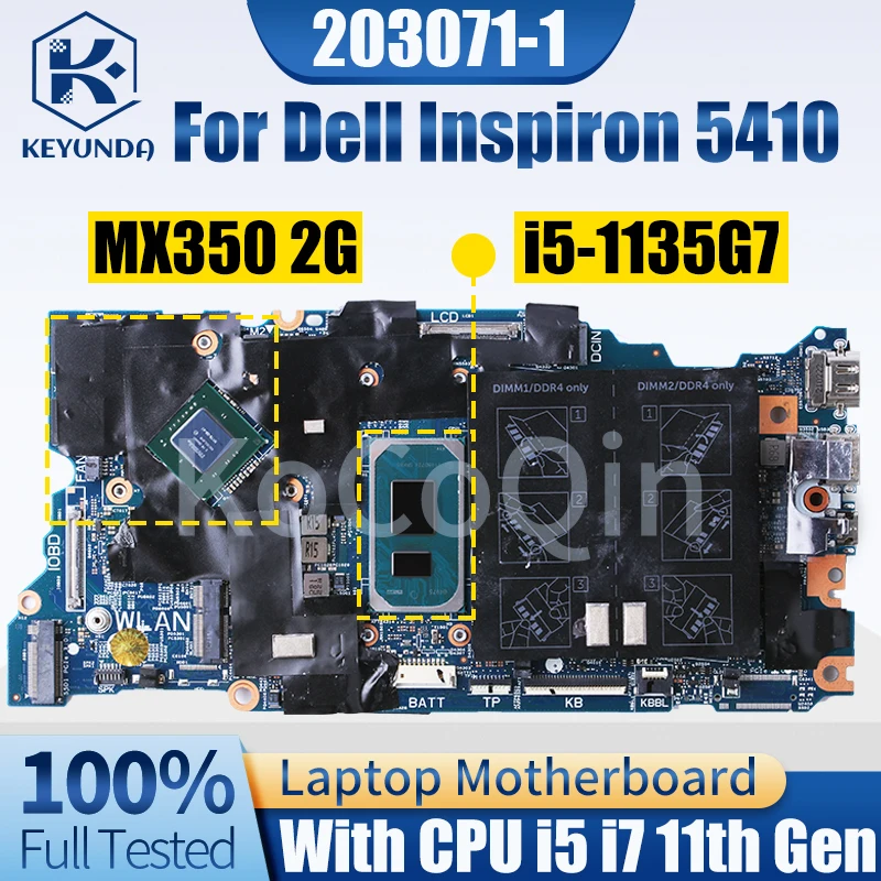 Placa base para ordenador portátil Dell Inspiron 5410, placa base MX250, 2G, 0HJ1G8, 0TPG56, 02F6MF, i5, i7, 11th Gen, 203071 - imagen 3