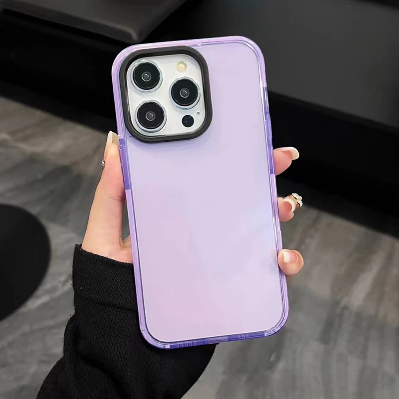 Funda de teléfono de Color fluorescente neón para iPhone 17 16 15 14 Pro Max Air 16e 11 12 13 Mini marco cubierta protectora de silicona - imagen 2