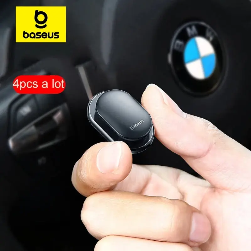 Baseus-organizador de ganchos para coche, almacenamiento de 4 piezas para bolsas, Cable USB, auriculares, llaves, sujetador automático, accesorios de Clip