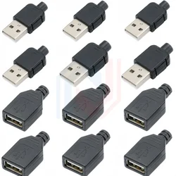 Conector USB-A Macho-Hembra Negro para Bricolaje Electrónico