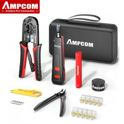 AMPCOM Kit Crimpadora RJ45/RJ11 7 en 1 – Estuche Portátil