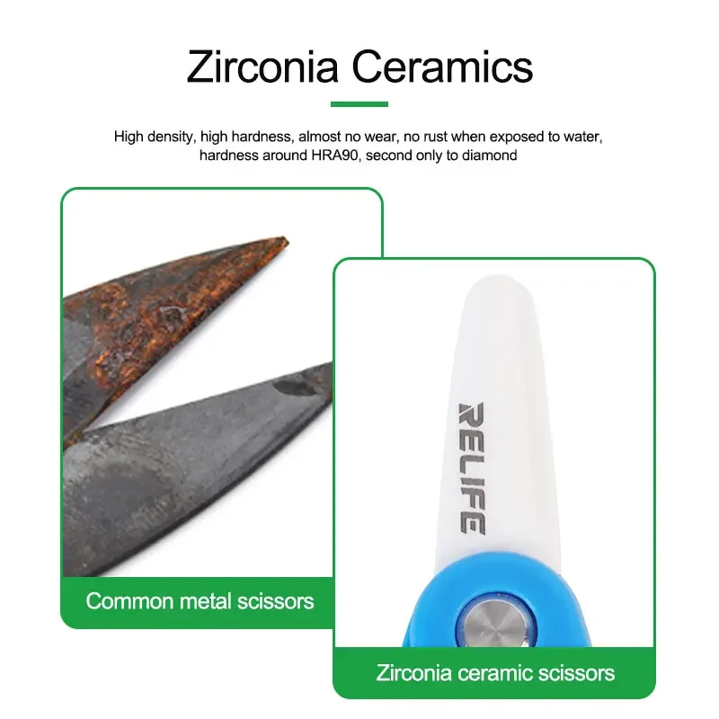 RELIFE-Mini tijeras aisladas de cerámica RL-102A, herramientas de reparación de corte, adecuadas para baterías de teléfonos móviles, línea de oficina, nuevo - imagen 3