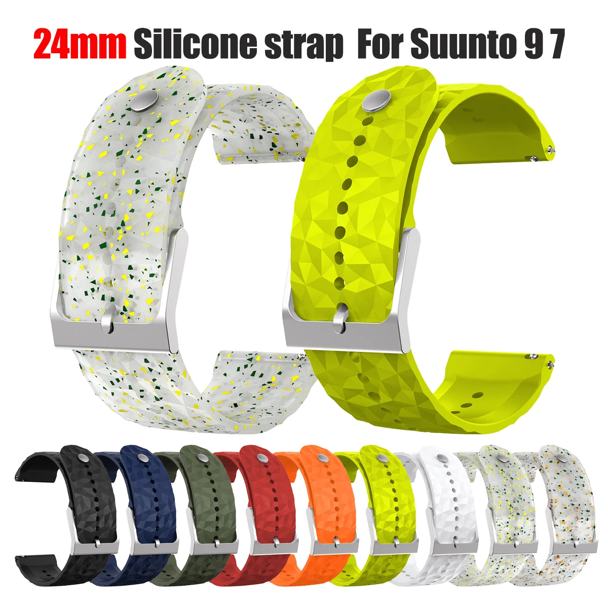 Correa de reloj de 24mm para SUUNTO 9 BARO, Correa de silicona para Suunto 7 / 9/ D5 / Spartan Sport, accesorios de pulsera HR Baro Correa