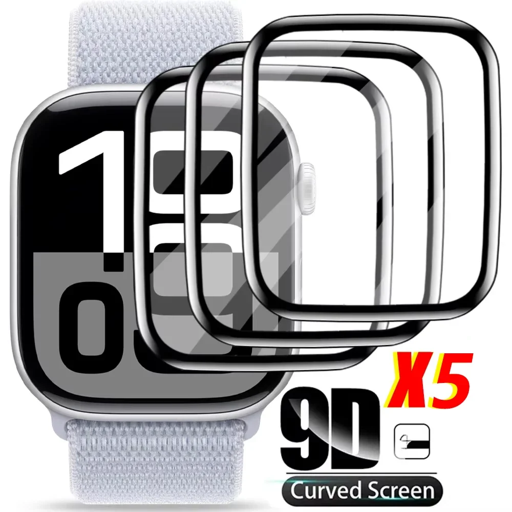 5 uds Protector de pantalla para Apple Watch 10 9 8 7 6 5 40MM 41MM 42MM 44MM 45MM 46MM película cerámica para IWatch Ultra 49MM no vidrio