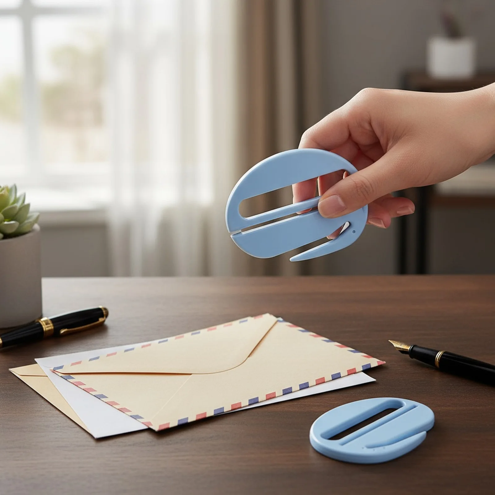 Cortadora de sobres, lupa y escala, abridor de sobres, cortadores de papel de regalo adecuados para trabajadores de oficina y estudiantes, 6 uds.