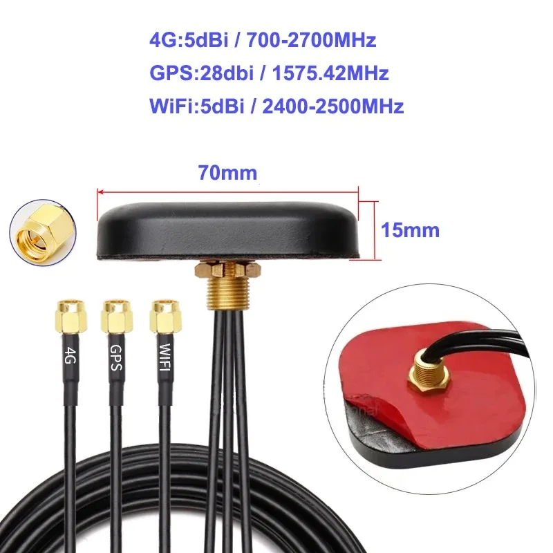 Antena de gabinete impermeable para exteriores, módulo de posicionamiento 4G, WiFi, GPS, triple banda, Bluetooth, 4G, 2,4G - imagen 3