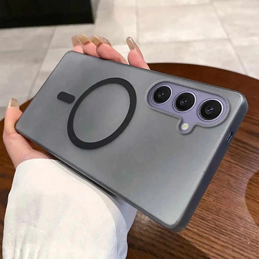 Funda de teléfono magnética mate para Samsung A56 5G A55 A54 A16 S25 Ultra S24 FE S23 S22 Plus A15 A36 A35 A26 A25 A05s A06 A14
