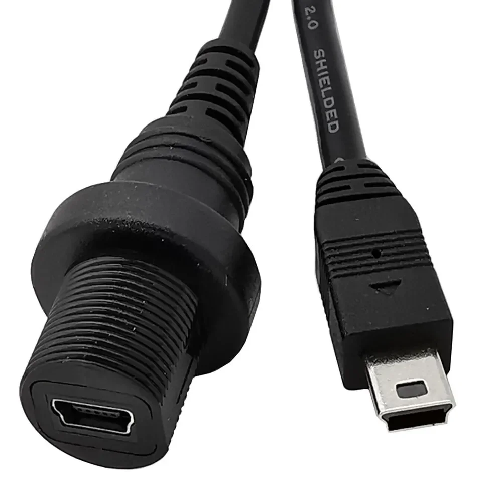 Mini Cable impermeable USB 2,0 IP67, Mini USB 5 pines IP 67 macho a hembra montaje en Panel cable de extensión de conector a prueba de agua 30cm - imagen 3