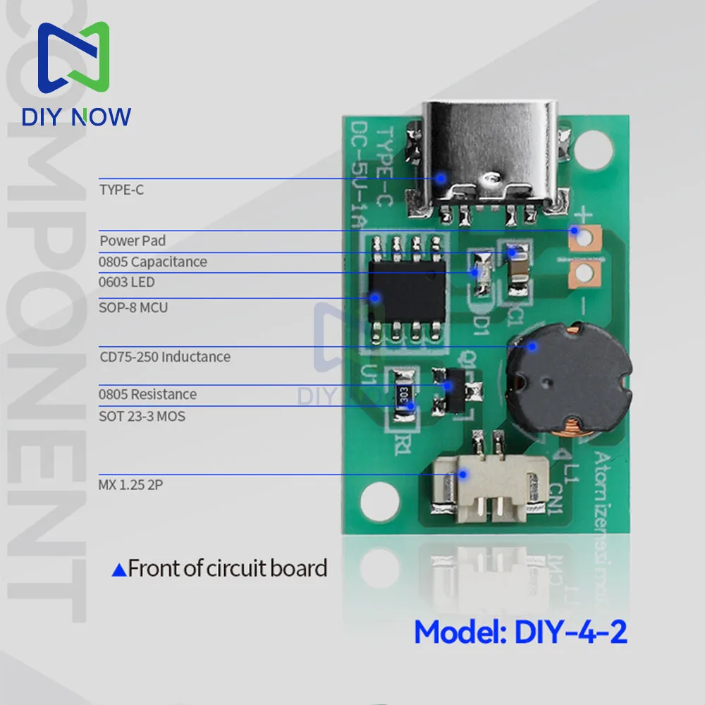 Módulo de atomización humidificador de un solo pulverización DC 5V 1,5-2W, humidificador de planta de aire en aerosol alimentado, placa controladora de atomización tipo C - imagen 2
