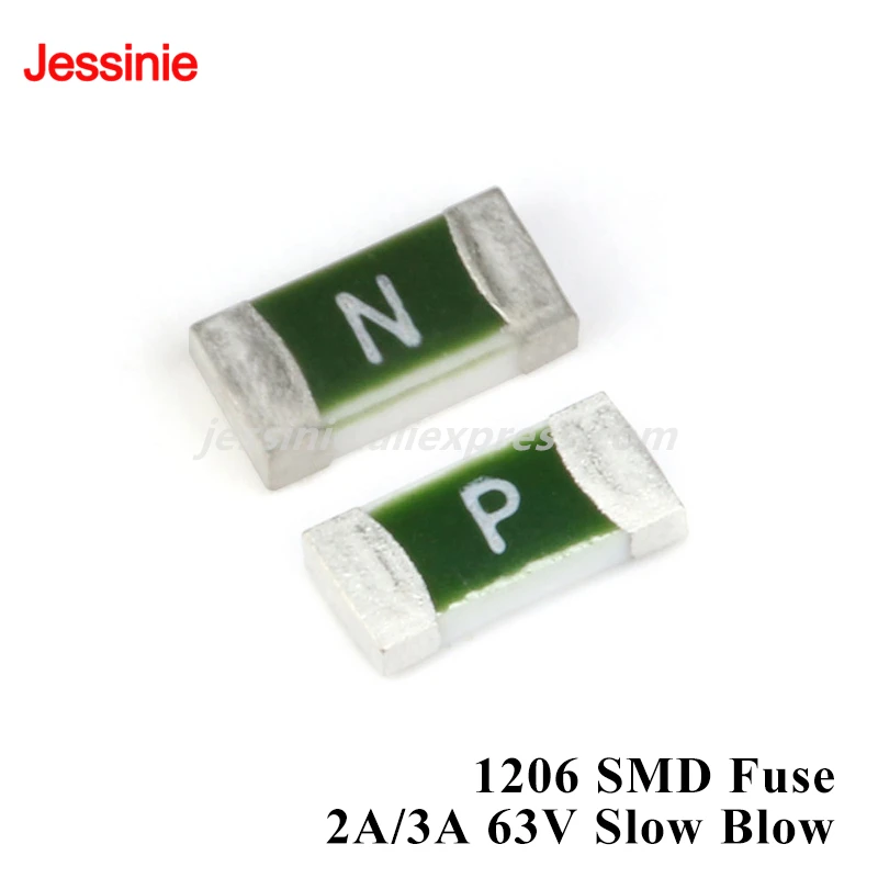 100 uds/5 uds CC12H2A CC12H3A -TR 1206 SMD fusibles únicos de soplado lento 2A/3A 63V fusible desechable de desconexión lenta de rotura lenta
