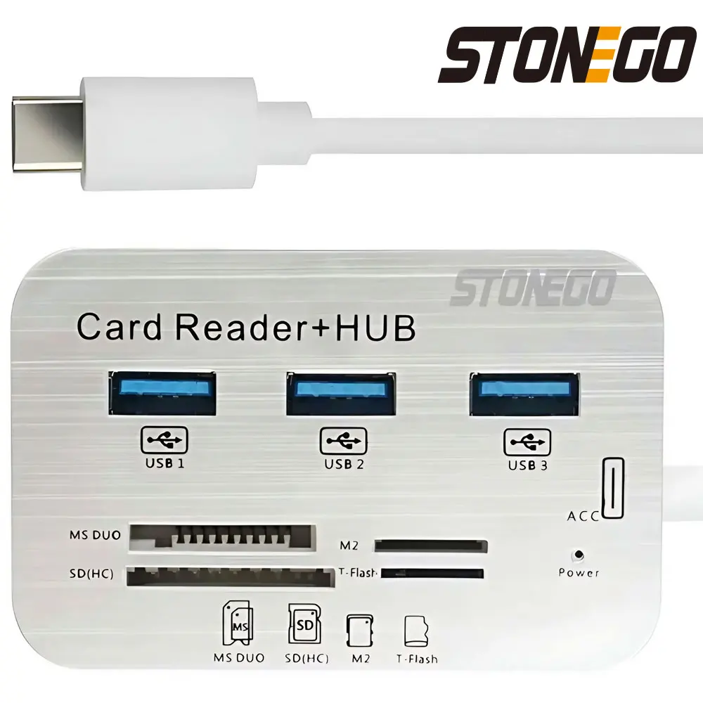 STONEGO-Divisor USB 3,0 de alta velocidad, convertidor HUB de interfaz múltiple, lector de tarjetas Hub 3,0, extensión de ordenador de una a tres