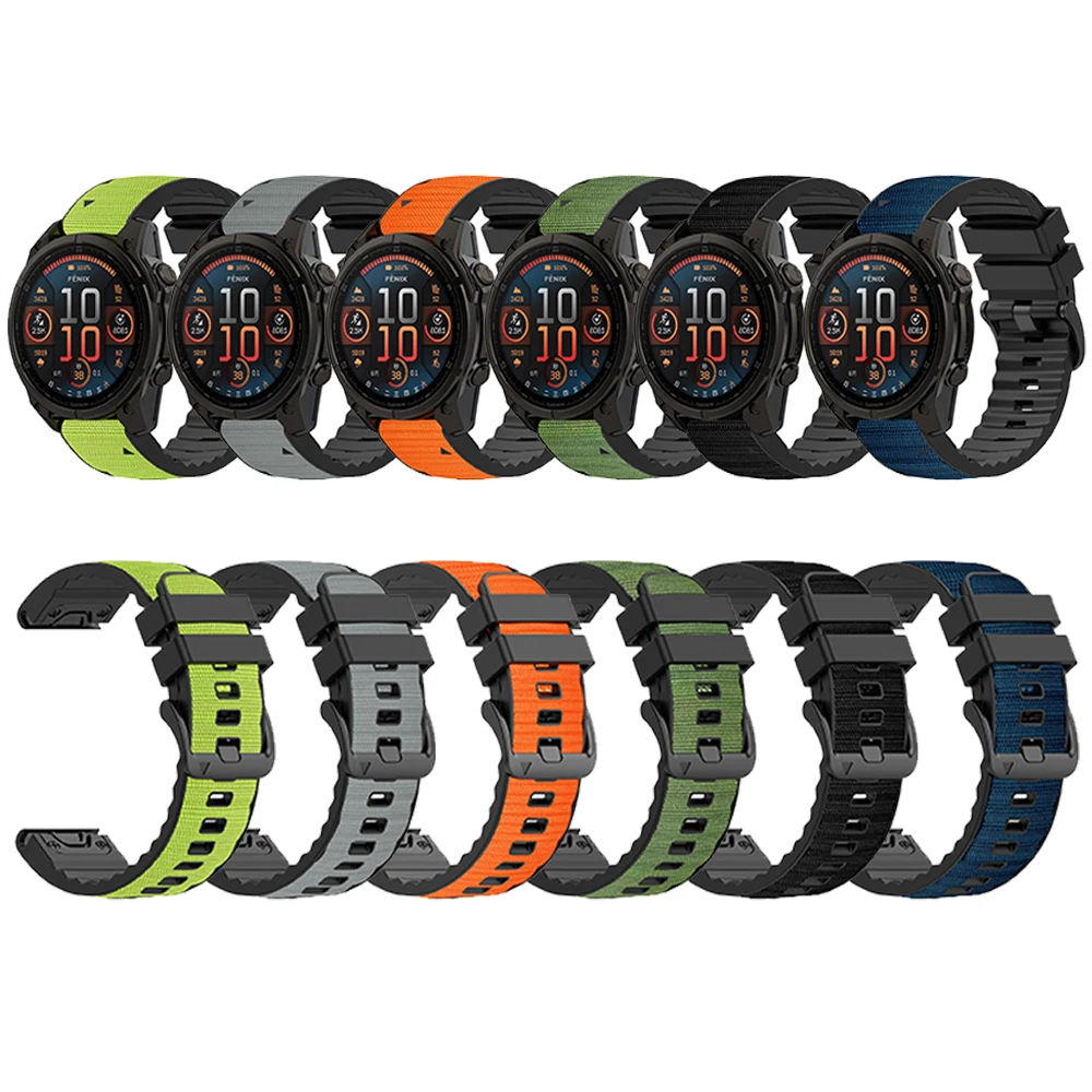 Correa de silicona de nailon QuickFit de 22mm y 26mm para Garmin Fenix 8 PRO 7 7X 6 6X 5X/MARQ/Forerunner 970 965 955 945 pulsera deportiva - imagen 2