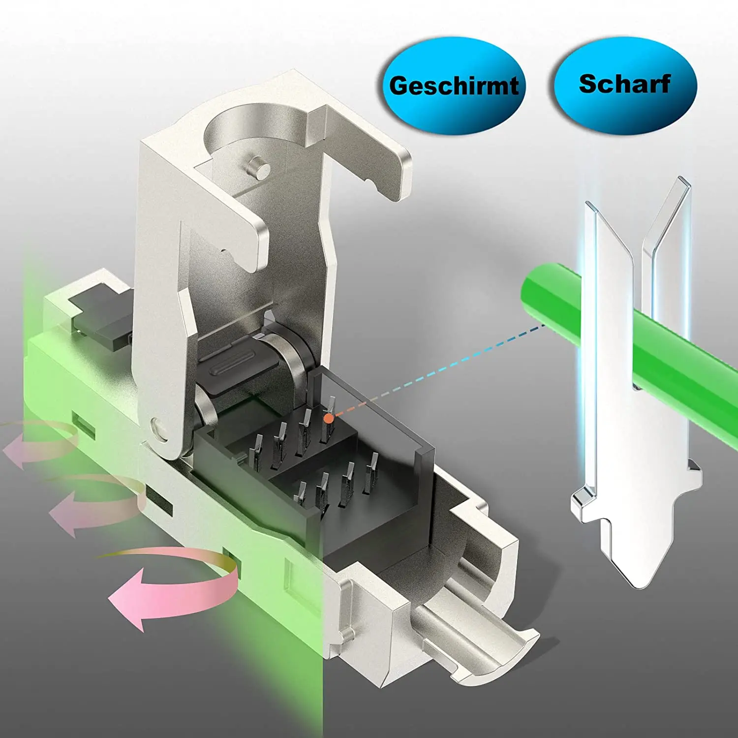 ZoeRax RJ45 CAT8 Cat7 CAT6A Conector sin herramientas, enchufe de terminación RJ45 sin herramientas Reutilizable blindado para cables Ethernet 10Gbps POE - imagen 5