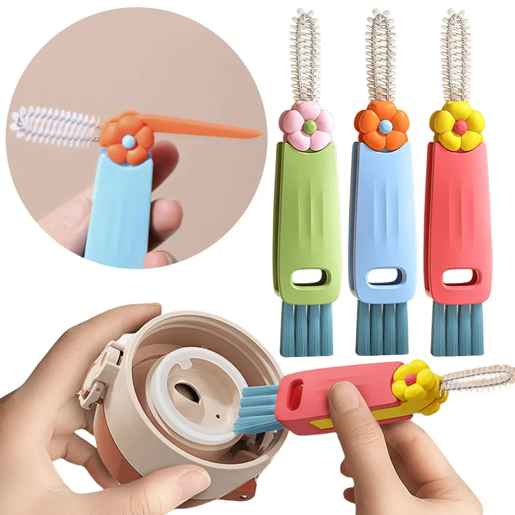 Cepillo de botella 3 en 1, herramientas de limpieza de cocina, aislamiento multifuncional, tapa de taza