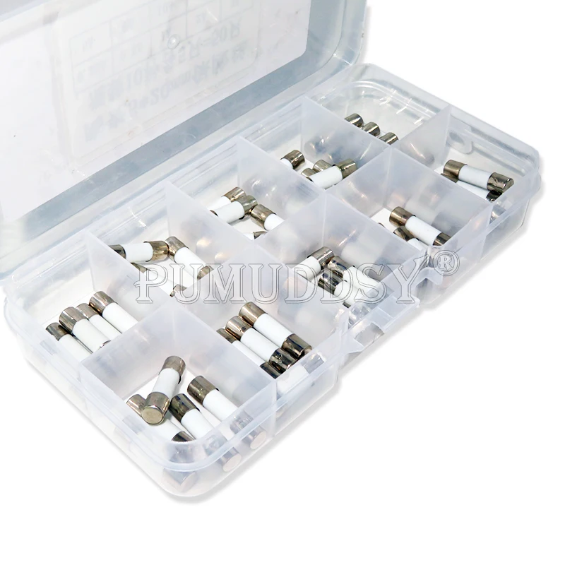 10 tipos 50 unids/lote Kit de fusibles cerámicos rápidos 250V 5mm X 20mm 0.25A 0.5A 1A 2A 3A 5A 8A 10A 15A 20 AMP surtido de tubos de fusibles - imagen 2