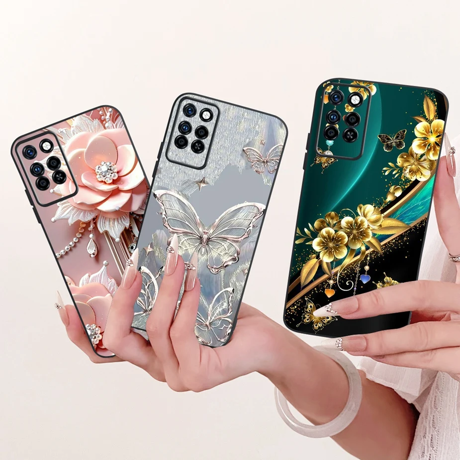 Para Infinix Note 10 Pro funda X695 X695D funda pintada de mariposa de lujo Fundas suaves de TPU para Infinix Note 10 Pro NFC Note10 parachoques - imagen 3