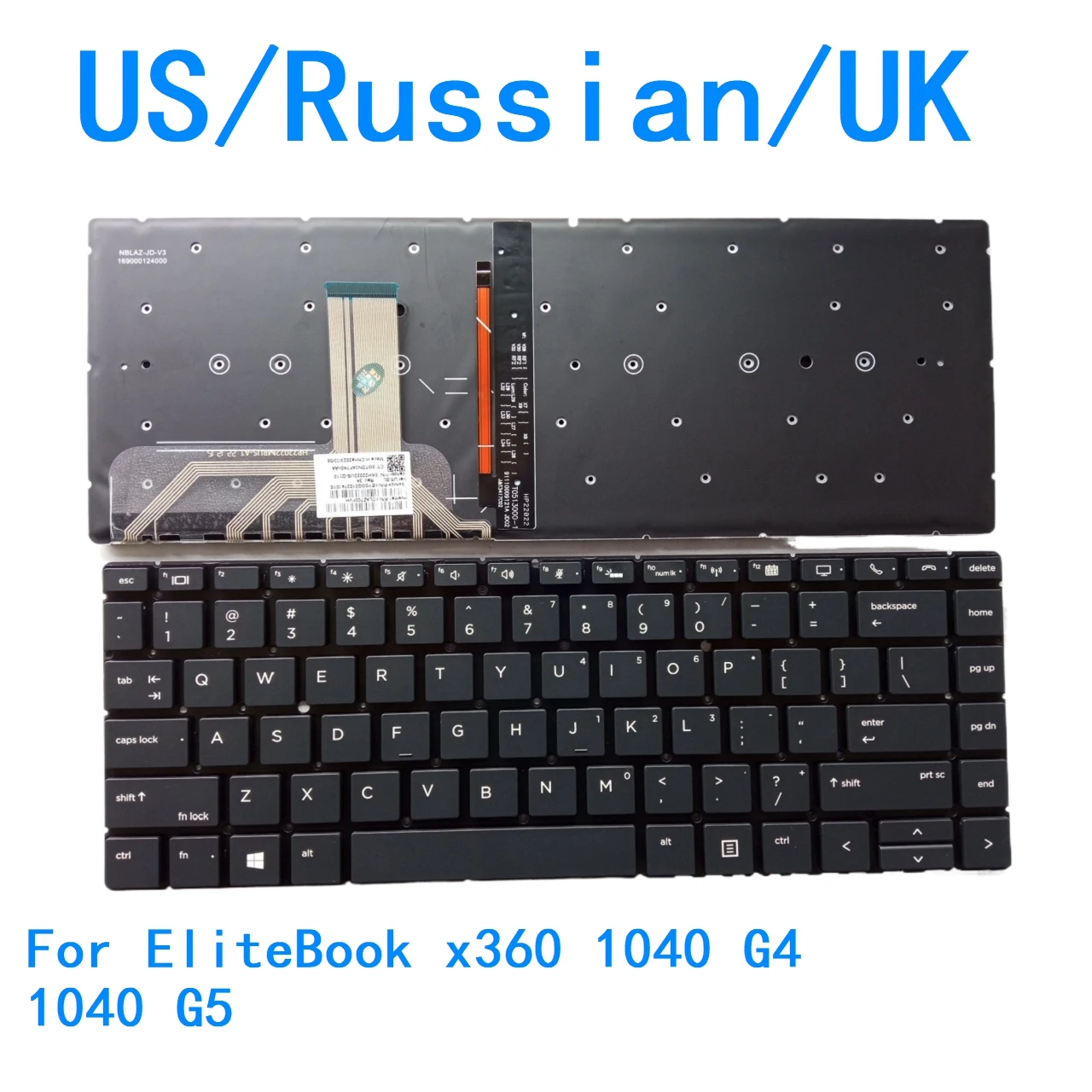 Nuevo teclado retroiluminado en idioma EE. UU., ruso y británico para HP EliteBook x360 1040 G4 1040 G5, teclado de repuesto para Notebook y PC