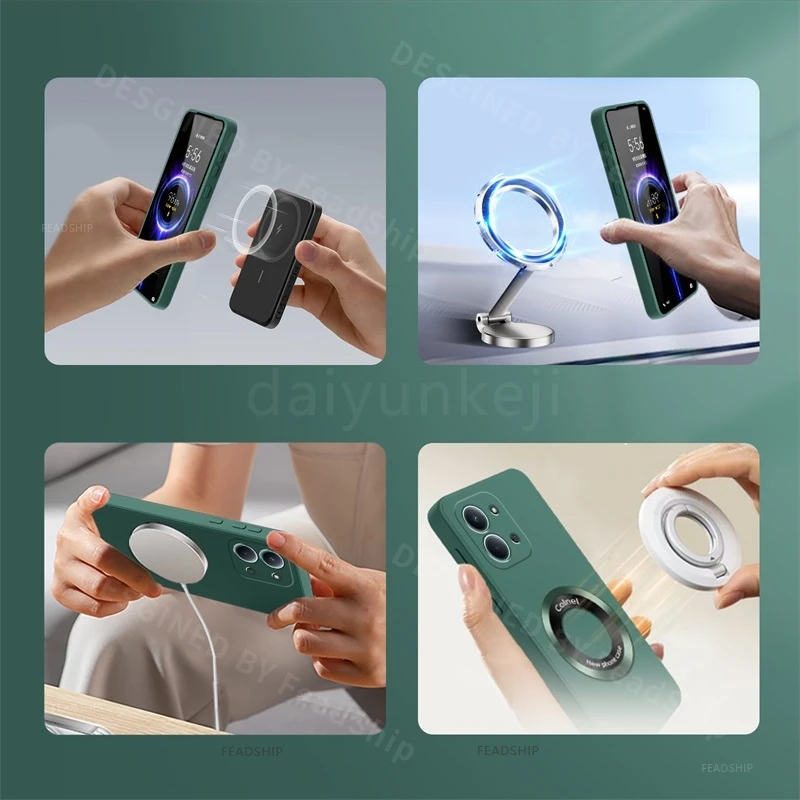 Funda de teléfono para Redmi 15C Redmi15C 5G, Funda magnética de silicona suave 2508CRN2BC, Funda de carga inalámbrica con película protectora de pantalla - imagen 3