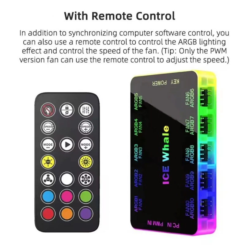 HUB ICE Whale C10 ARGB/PWM con controlador ARGB Adaptador HUB de ventilador 2 en 1 - imagen 5