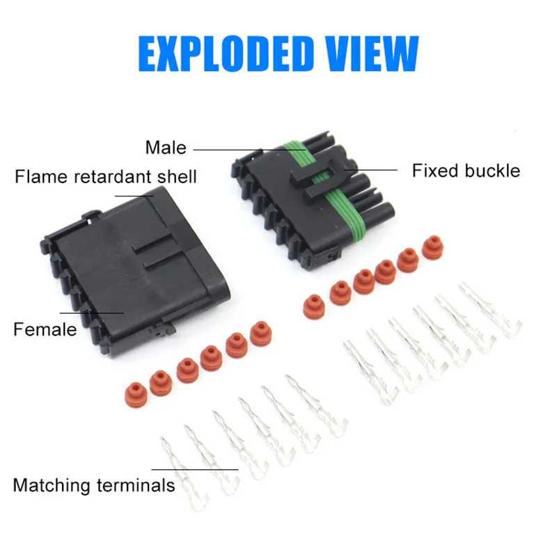 Conector de automóvil impermeable 20A 1, 2, 3, 4, 5, 6 pines, serie 3021Y-2.5, enchufe de acoplamiento macho hembra para coche, enchufes de arnés de cables 3061Y-2.5 - imagen 3