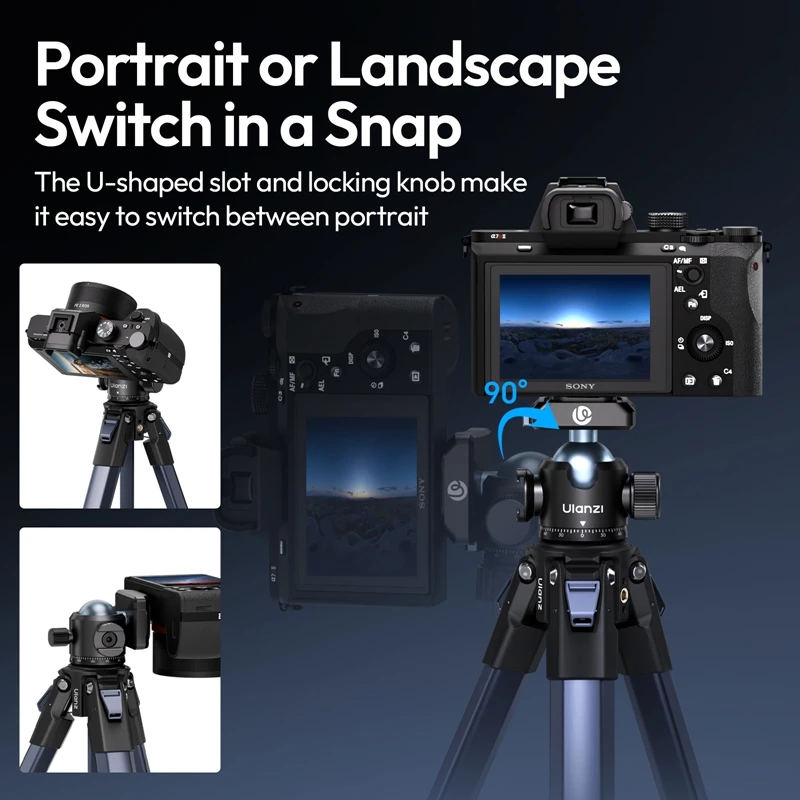 Ulanzi T100 Uka Cabeza de bola de liberación rápida Carga de 6 kg para retrato Paisaje Consumo Vlog Shots con 360 °   Zapato frío ajustable - imagen 4