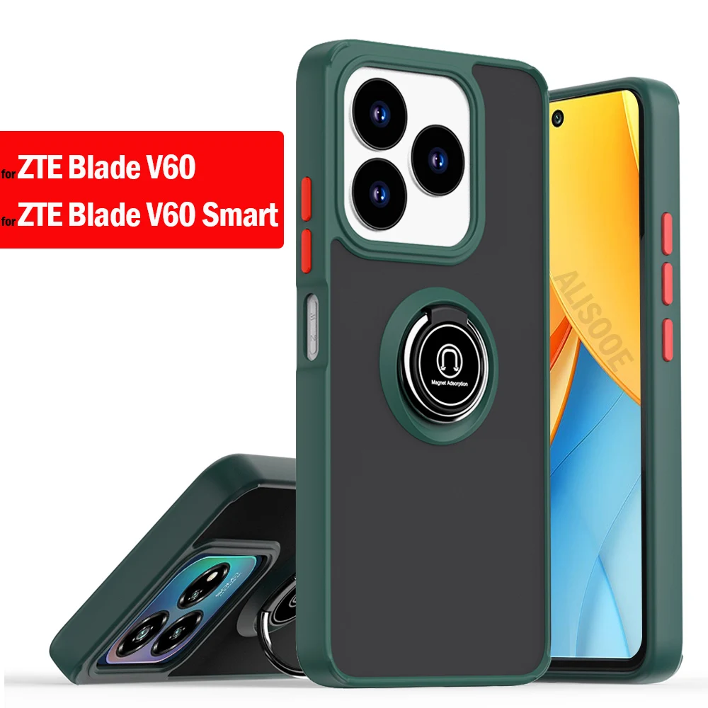 Funda de armadura a prueba de golpes para ZTE Blade V60, Funda inteligente translúcida mate, soporte de anillo, Funda de teléfono para ZTE Blade V60 - imagen 2