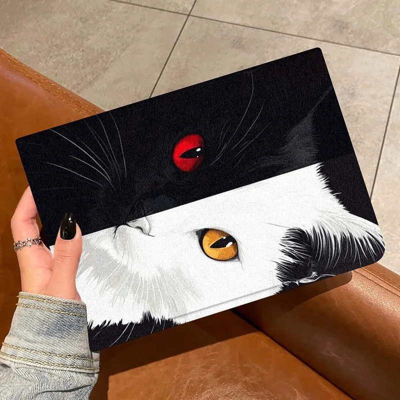 Arte gatito blanco y negro para iPad Pro Air Mini 1 2 3 4 5 6 7 7th 8th 9th 10th 11th 10,2 9,7 10,5 10,9 11 12,9 funda para tableta - imagen 2