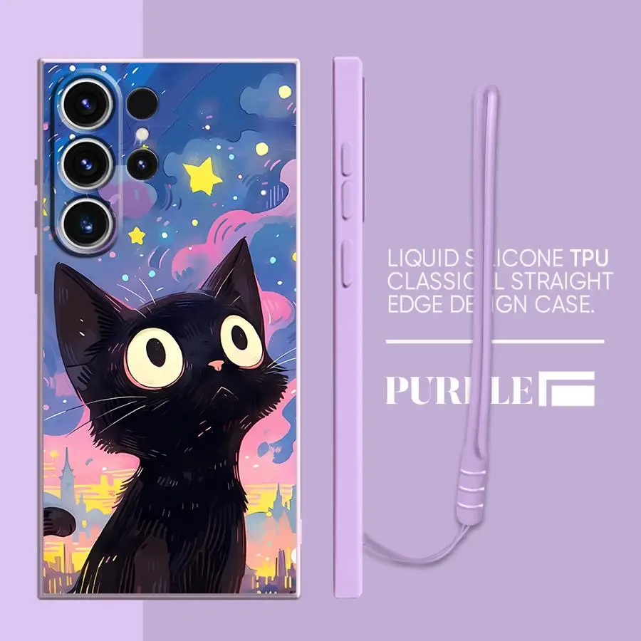 Funda de teléfono suave para Samsung Galaxy S21 Plus S25 Edge S20 S23 Note 20 10 Ultra S24 FE S22 Ultra Van Gogh Art Cat - imagen 2