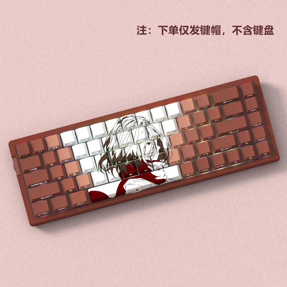 Teclas gigantes Mikasa con perfil de cereza, teclas de Anime translúcidas talladas en el lado PBT Dye-Sub para regalo de accesorios de teclado 60/61/68 - imagen 3