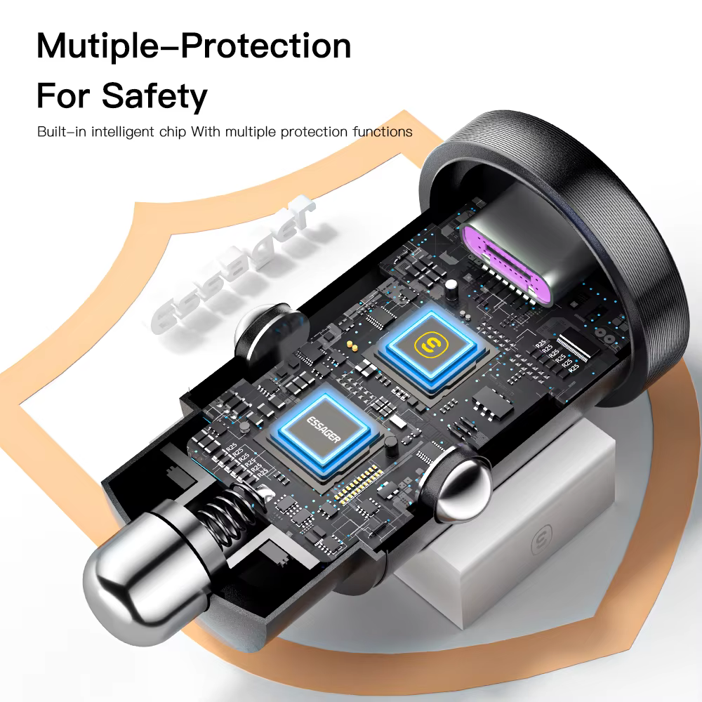 Essager Cargador Coche USB-C 30W Carga Rápida - imagen 4