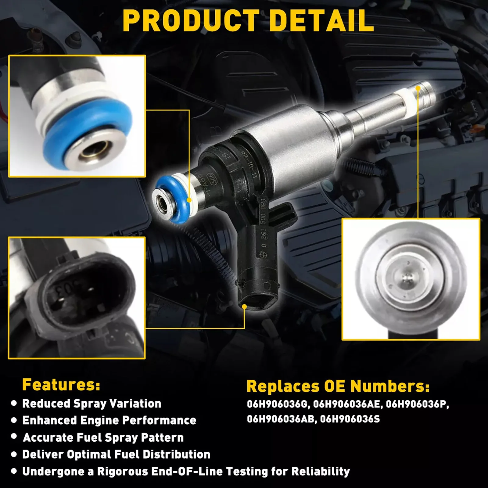 Inyectores de combustible para coche, accesorios para automóvil, 06H906036G, para Audi A3, A4, A5, A6, Q5, Volkswagen Beetle, Golf, Jetta, Passat, Tiguan, 4 unidades por juego - imagen 5