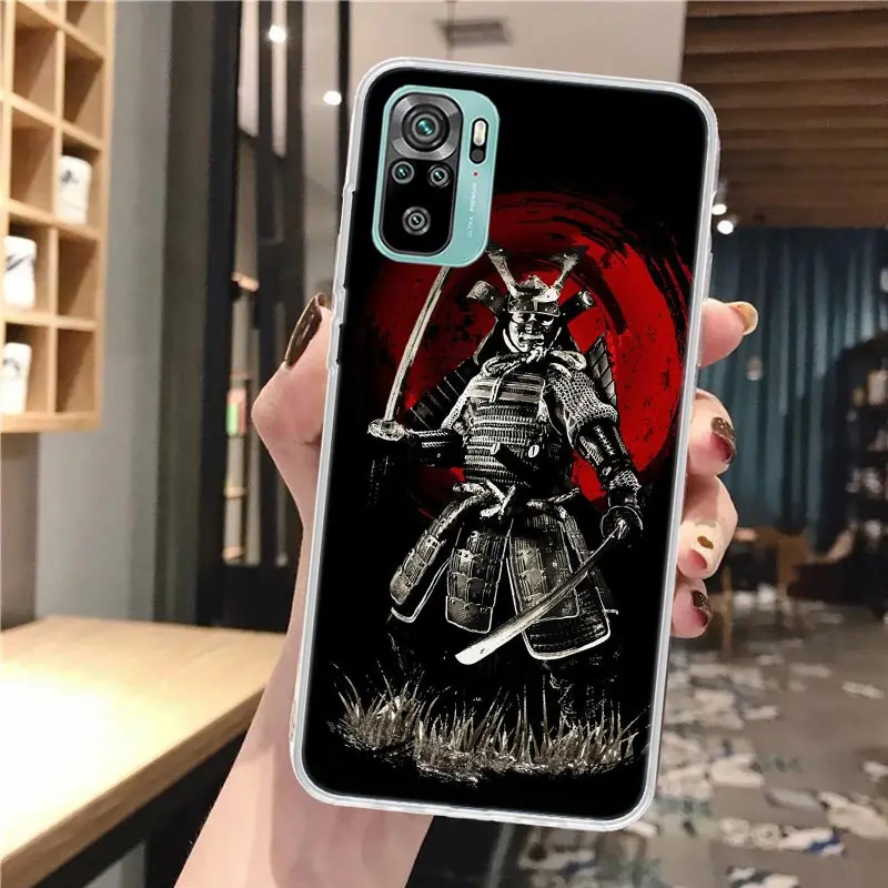 Funda de teléfono de silicona fresca samurái estética para Xiaomi Redmi Note 14 13 12 12S 11 Pro Plus 11S 10 10S 11T 11E 4G 5G funda suave roja - imagen 2